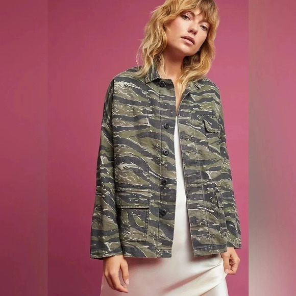 CURRENT/ELLIOT Fatigue Army Jacket Pockets, Size L - Picture 2 of 12